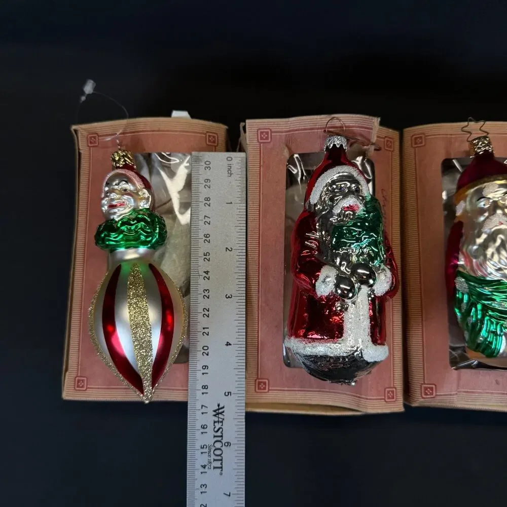 4x Old World Christmas Glass Christmas tree Ornaments Santa Angel Figural in Box